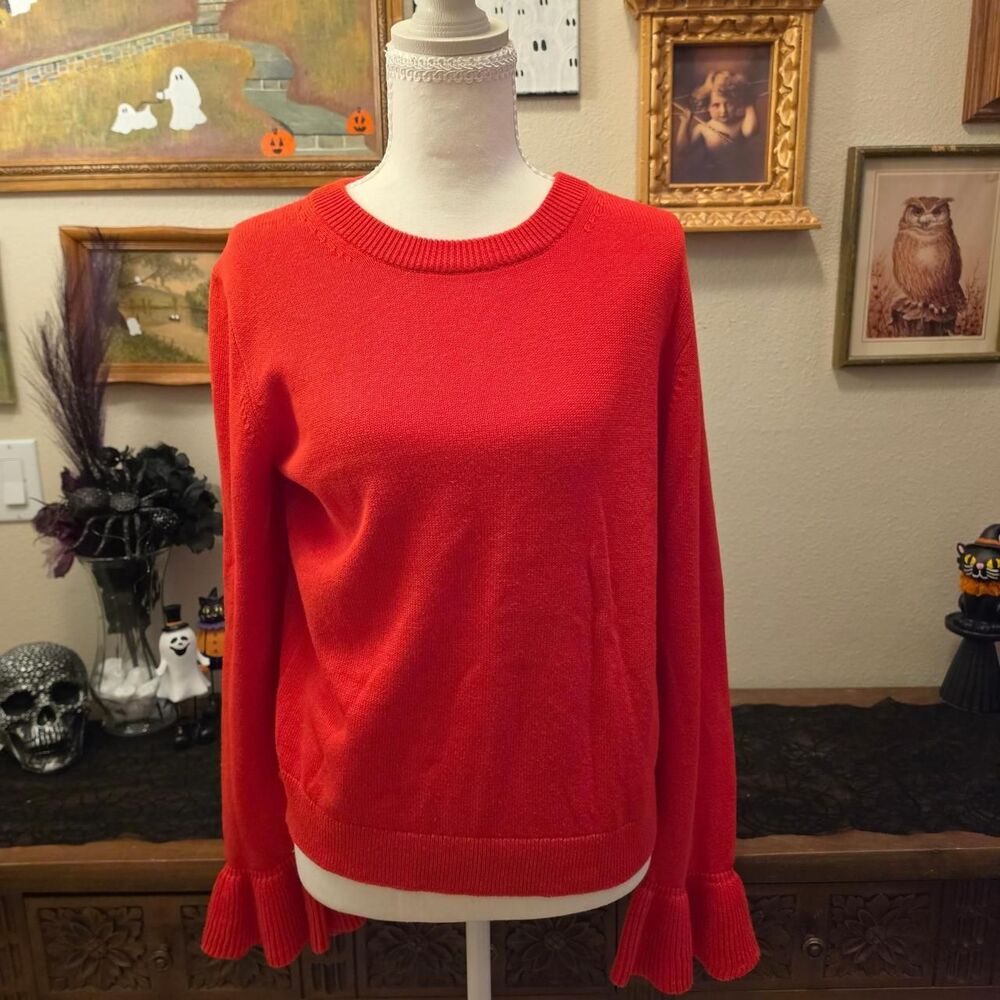 J.Crew Red Bell Sleeve Sweater